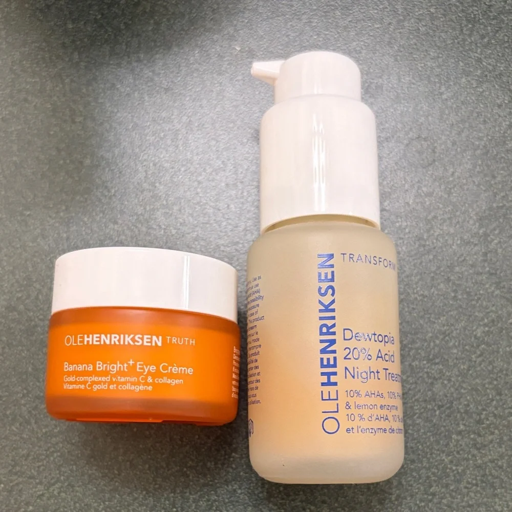Ole Henriksen Banana Bright Eye Crème and Dewtopia 20% Acid Night Treatment Open